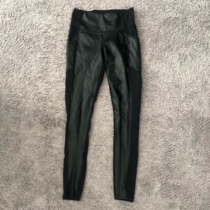 Athleta black leather double lined leggings
